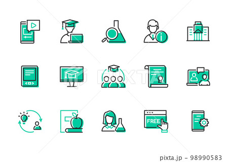 Graduation and University - set of line design style icons 98990583