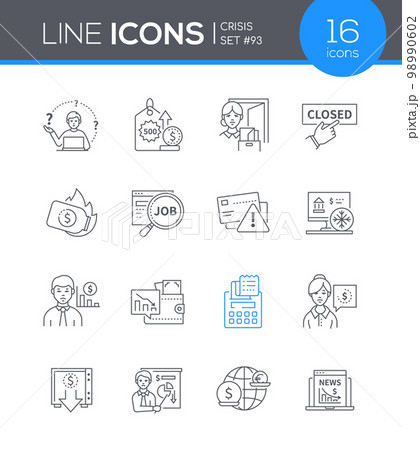 World crisis - line design style icons set on white background 98990602