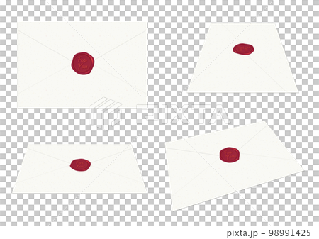 Envelopes at various angles Letters sealed with sealing stamps 98991425