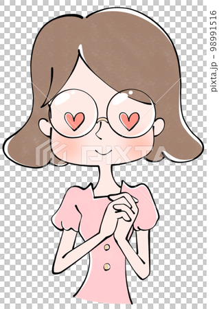 一個女人雙手合十的插圖 Smile Heart eyes 一個女人雙手合十的插圖 Smile Heart eyes 98991516