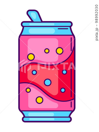 Illustration of tin with soda. Colorful cute icon. Creative symbol in cartoon style. Illustration of tin with soda. Colorful cute icon. Creative symbol in cartoon style. 98992030