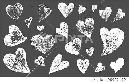 Hand drawn Valentines heart doddle brush stroke with grunge texture. Vector stoke illustration isolated on black background for decoration template greeting card, invitation, banner, menu. EPS10 98992190