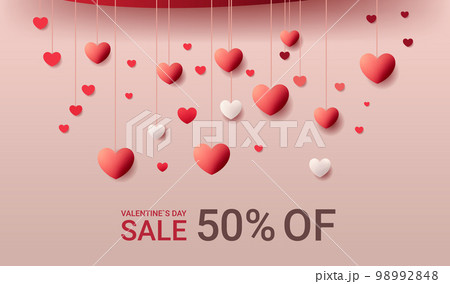 paper cut hearts happy valentine day poster or voucher holiday celebration sale header template 98992848