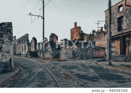 Destroyed building during World War 2 in Oradour- sur -Glane France 98996566