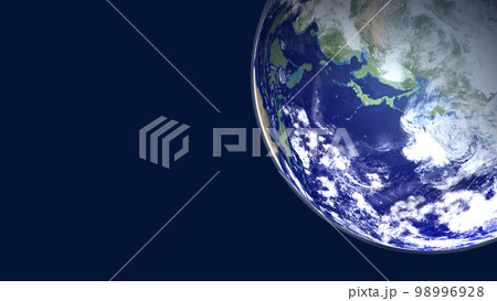 地球 日本 アップ ワイドサイズ コピースペース 背景に星ナシ(3DCGイメージ) 地球 日本 アップ ワイドサイズ コピースペース 背景に星ナシ(3DCGイメージ) 98996928