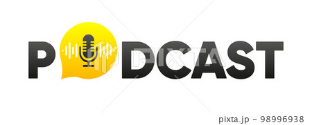 Podcast banner. The Podcast radio microphone icon. Studio microphone with webcast. Communication concept. Vector illustration. 98996938