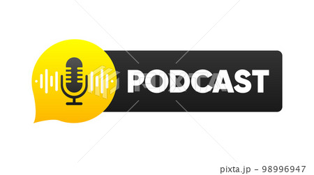 Podcast banner. The Podcast radio microphone icon. Studio microphone with webcast. Communication concept. Vector illustration. 98996947