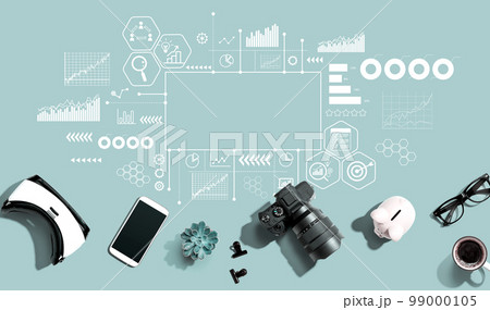 Business theme with electronic gadgets and office supplies 99000105
