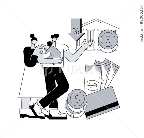 Tax credit abstract concept vector illustration. Save money, calculate balance, government support, business profit, income report, budget planning, bank card, savings refund abstract metaphor. 99000267