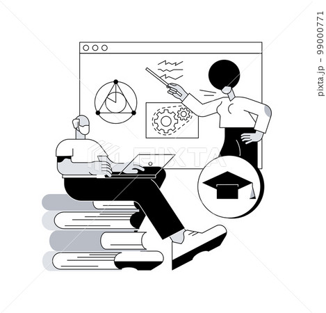 Online learning for seniors abstract concept...のイラスト素材 [99000771] - PIXTA