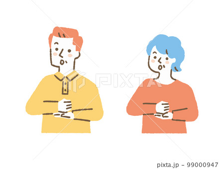 手を叩いて納得する夫婦_色 手を叩いて納得する夫婦_色 99000947