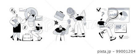 Startup development abstract concept vector illustration set. Business plan, angel investor, risk management, entrepreneur, fundraising and online crowdfunding, investment capital abstract metaphor. Startup development abstract concept vector illustration set. Business plan, angel investor, risk management, entrepreneur, fundraising and online crowdfunding, investment capital abstract metaphor. 99001204