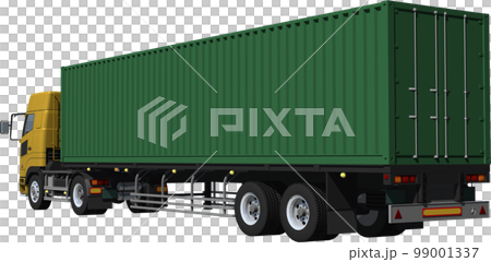 2 軸牽引車和集裝箱 2 軸大型拖車剪裁圖像插圖 99001337