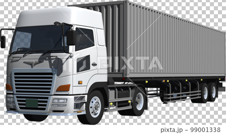 2 軸牽引車和集裝箱 2 軸大型拖車剪裁圖像插圖 99001338