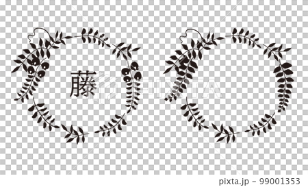 藤の花の円フレーム 黒のイラスト素材 [99001353] - PIXTA