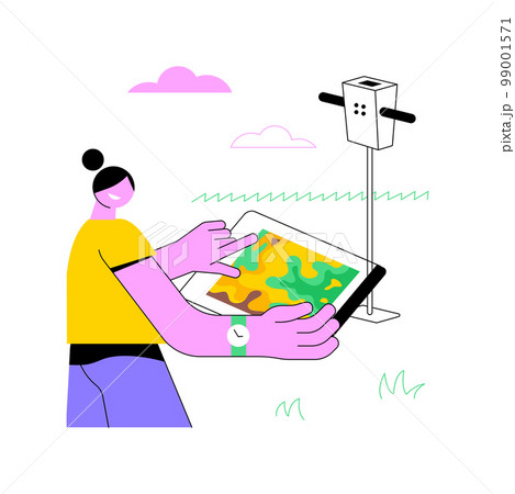 Compaction profile sensing isolated cartoon vector illustrations. Field worker with tablet controls soil properties, environmental condition, smart farming, precision agriculture vector cartoon. Compaction profile sensing isolated cartoon vector illustrations. Field worker with tablet controls soil properties, environmental condition, smart farming, precision agriculture vector cartoon. 99001571