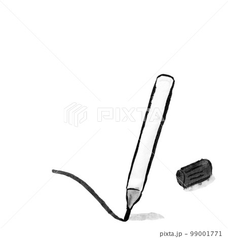 文房具のペンイラスト（墨の手描きイラスト） 99001771