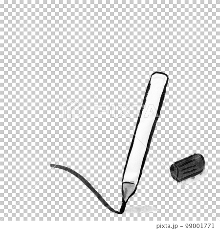 文房具のペンイラスト（墨の手描きイラスト） 99001771