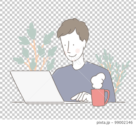 在宅ワークする男性 在宅ワークする男性 99002146