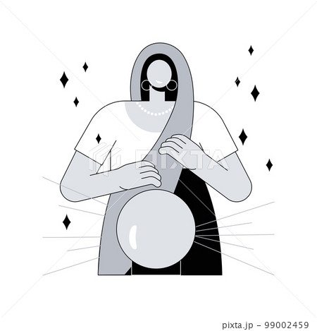 Fortune telling abstract concept vector illustration. Fortune teller online, tarot reading services, crystal ball future prediction, numerology specialist, palmist practice abstract metaphor. 99002459