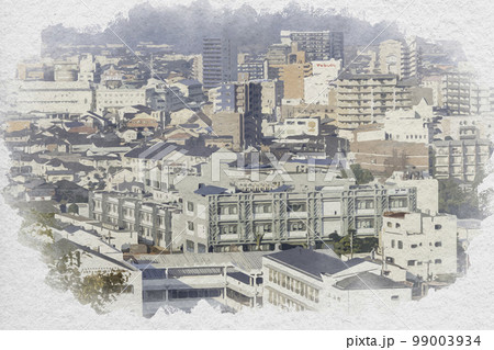 水彩画風 倉敷市街地 岡山大学 資源植物科学研究所 岡山県倉敷市 水彩画風 倉敷市街地 岡山大学 資源植物科学研究所 岡山県倉敷市 99003934