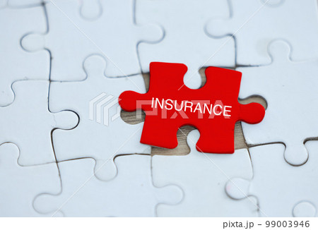 Insurance, puzzle and security for safety, healthcare and loss of life coverage, retrenchment and financial crisis. Protection, business plans and insured for finance, future and damage to property 99003946