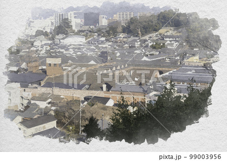 水彩画風 倉敷市街地 倉敷アイビースクエア 岡山県倉敷市 水彩画風 倉敷市街地 倉敷アイビースクエア 岡山県倉敷市 99003956