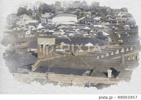 水彩画風 倉敷市街地 倉敷アイビースクエア 岡山県倉敷市 水彩画風 倉敷市街地 倉敷アイビースクエア 岡山県倉敷市 99003957