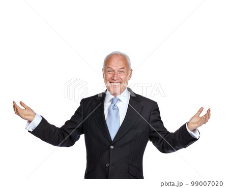 Senior businessman, raised hands and smile portrait for success, corporate goals and motivation isolated in white background. Elderly man, happy and excited with arms in air for ceo work celebration Senior businessman, raised hands and smile portrait for success, corporate goals and motivation isolated in white background. Elderly man, happy and excited with arms in air for ceo work celebration 99007020