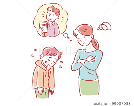 よその子と比べて男の子を叱る若いお母さん 99007083