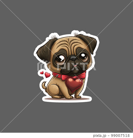 Sticker of doug the pug valentines Sticker of doug the pug valentines 99007518