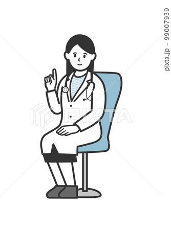 椅子に座る女性医師のイラスト 椅子に座る女性医師のイラスト 99007939