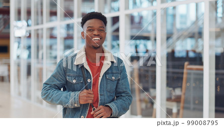 Black man, face and smile portrait in building for designer success, positive mindset and employee standing in lobby. African man, portrait and happy for innovation vision or entrepreneur headshot Black man, face and smile portrait in building for designer success, positive mindset and employee standing in lobby. African man, portrait and happy for innovation vision or entrepreneur headshot 99008795