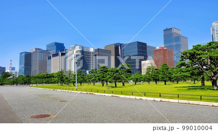 皇居前広場と丸の内、大手町のビル群 99010004