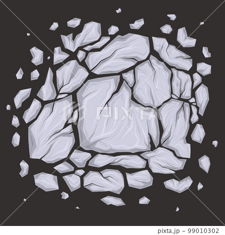 Vector illustration of broken marble stones. Cartoon clipart smashed white rocks and gravel with cracks on dark background. Vector illustration of broken marble stones. Cartoon clipart smashed white rocks and gravel with cracks on dark background. 99010302