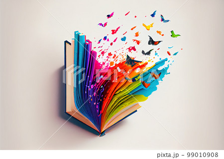 book with flying pages abstraction. Generative AI 99010908