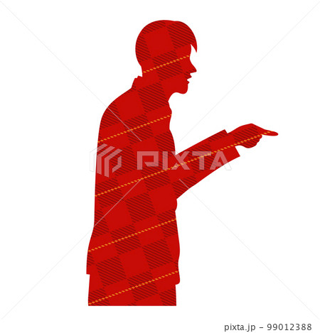 怒る男のシルエットイラスト チェック柄 怒る男のシルエットイラスト チェック柄 99012388
