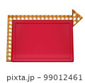 3d retro red and gold signboard with glowing yellow light bulb . Concept of billboard design for cinema, casino, marquee or nightclub . 3d high quality render 99012461