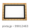 3d retro black and gold signboard with glowing yellow light bulb . Concept of billboard design for cinema, casino, marquee or nightclub . 3d high quality render 99012463