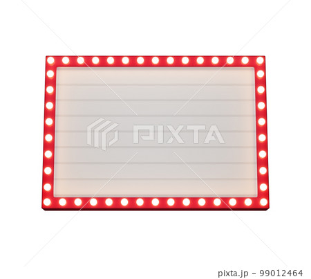 3d retro red signboard with glowing yellow light bulb . Concept of billboard design for cinema, casino, marquee or nightclub . 3d high quality render 3d retro red signboard with glowing yellow light bulb . Concept of billboard design for cinema, casino, marquee or nightclub . 3d high quality render 99012464