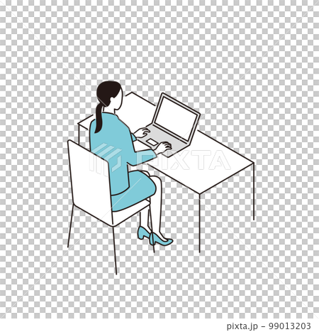在個人計算機上工作的女商人 99013203