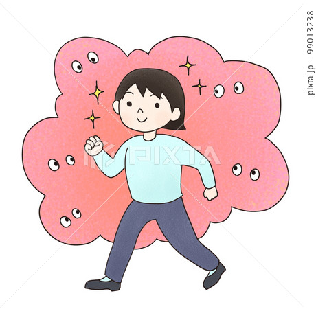 人の目が気にならない人の手描きイラスト 99013238