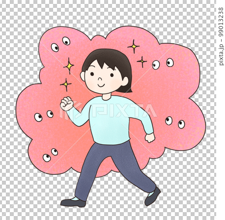 人の目が気にならない人の手描きイラスト 99013238