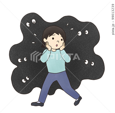 人の目が気になる人の手描きイラスト 99013239