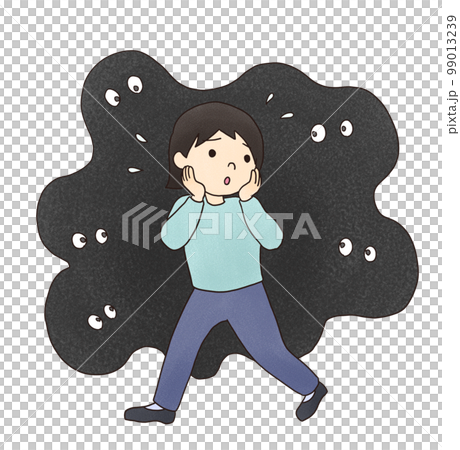人の目が気になる人の手描きイラスト 99013239