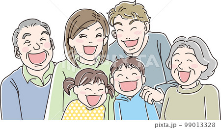 Smile_笑顔の人達_3世代6人家族 99013328