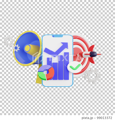 3d rendering of digital marketing hit the target 99013372