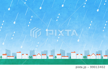 雨と街並みのベクターイラスト背景 99013402