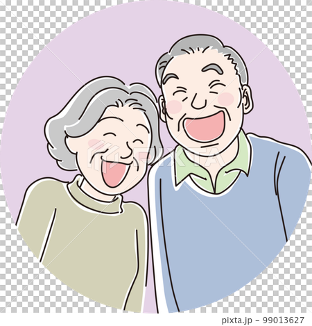 Smile _ smiling people _ 2 elderly men and women _ background color circle 99013627