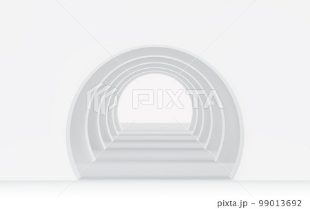 White 3d empty corridor of several round arches in perspective with shadows White 3d empty corridor of several round arches in perspective with shadows 99013692
